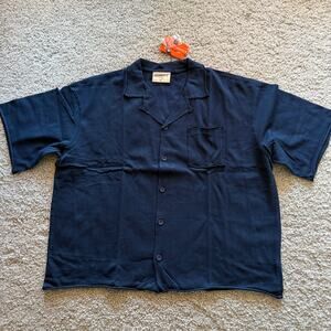 Men's YoungLA 4054 RevereShirtButtonUpRawHem 100% Cotton XL, NWT, DarkNavy